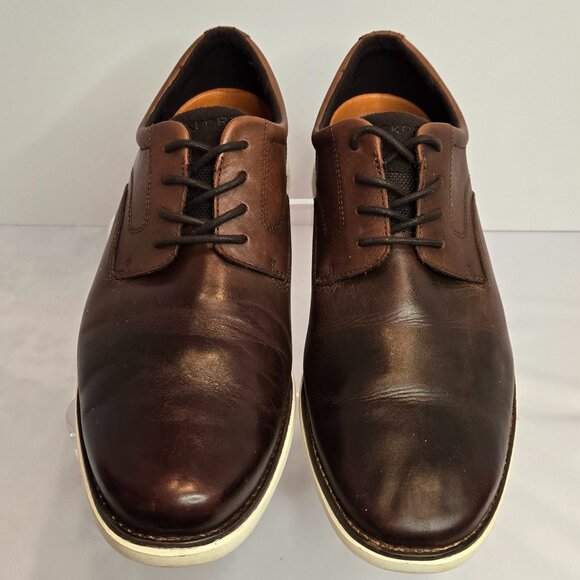 ROCKPORT Men's Garett Plain Toe Lace Up Oxford Leather Shoes Sz 11.5 Cognac - Picture 1 of 15